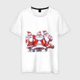 Мужская футболка хлопок с принтом Деды Морозы в Белгороде, 100% хлопок | прямой крой, круглый вырез горловины, длина до линии бедер, слегка спущенное плечо. | 2012 | new year | дед мороз | нг | новый 2012 | новый год | санта | санта клаус