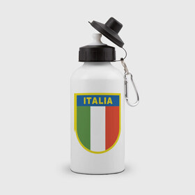 Бутылка спортивная с принтом Italy в Белгороде, металл | емкость — 500 мл, в комплекте две пластиковые крышки и карабин для крепления | Тематика изображения на принте: italy | евро 2012 | сборная италии | фк италии | футбол италия