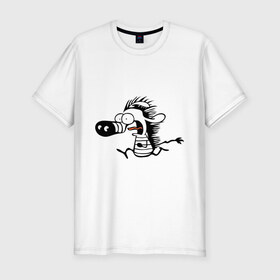 Мужская футболка премиум с принтом Зебра в Белгороде, 92% хлопок, 8% лайкра | приталенный силуэт, круглый вырез ворота, длина до линии бедра, короткий рукав | Тематика изображения на принте: 