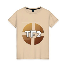 Женская футболка хлопок с принтом Team Fortress 2 (2) в Белгороде, 100% хлопок | прямой крой, круглый вырез горловины, длина до линии бедер, слегка спущенное плечо | shooter | team fortress 2 | tf2 логотип | стрелялка | шутер