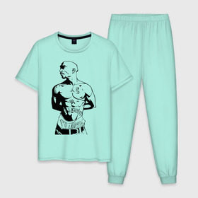 Мужская пижама хлопок с принтом 2pac (2) в Белгороде, 100% хлопок | брюки и футболка прямого кроя, без карманов, на брюках мягкая резинка на поясе и по низу штанин
 | rap | tupac