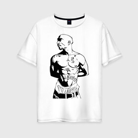 Женская футболка хлопок Oversize с принтом 2pac (2) в Белгороде, 100% хлопок | свободный крой, круглый ворот, спущенный рукав, длина до линии бедер
 | rap | tupac