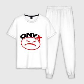 Мужская пижама хлопок с принтом Onyx в Белгороде, 100% хлопок | брюки и футболка прямого кроя, без карманов, на брюках мягкая резинка на поясе и по низу штанин
 | gangsta | hip hop | hop | оникс | хоп