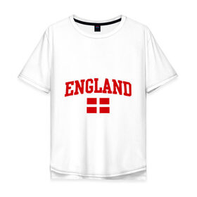 Мужская футболка хлопок Oversize с принтом Болею за английский футбол в Белгороде, 100% хлопок | свободный крой, круглый ворот, “спинка” длиннее передней части | Тематика изображения на принте: 