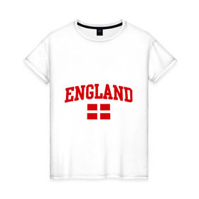 Женская футболка хлопок с принтом Болею за английский футбол в Белгороде, 100% хлопок | прямой крой, круглый вырез горловины, длина до линии бедер, слегка спущенное плечо | Тематика изображения на принте: 