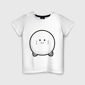 Детская футболка хлопок с принтом Cute Puffy Animals (3) в Белгороде, 100% хлопок | круглый вырез горловины, полуприлегающий силуэт, длина до линии бедер | cute puffy animals | животные | милые надутые | морской котик