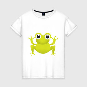 Женская футболка хлопок с принтом Little Frog (1) в Белгороде, 100% хлопок | прямой крой, круглый вырез горловины, длина до линии бедер, слегка спущенное плечо | frog | лягушка | лягушонок