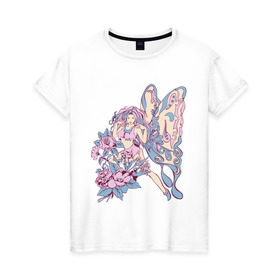 Женская футболка хлопок с принтом Бабочка (6) в Белгороде, 100% хлопок | прямой крой, круглый вырез горловины, длина до линии бедер, слегка спущенное плечо | 