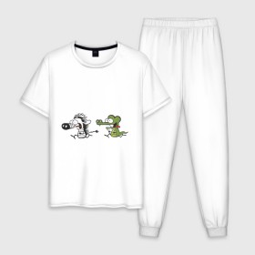 Мужская пижама хлопок с принтом Зебда-зебда-няма в Белгороде, 100% хлопок | брюки и футболка прямого кроя, без карманов, на брюках мягкая резинка на поясе и по низу штанин
 | Тематика изображения на принте: зебда | зебра