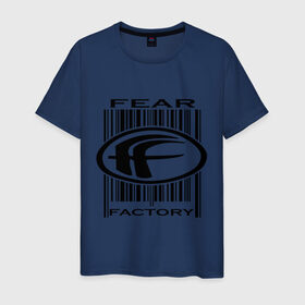 Мужская футболка хлопок с принтом Fear Factory в Белгороде, 100% хлопок | прямой крой, круглый вырез горловины, длина до линии бедер, слегка спущенное плечо. | fear factory | логотип | метал | рок