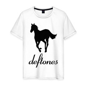 Мужская футболка хлопок с принтом Deftones (3) в Белгороде, 100% хлопок | прямой крой, круглый вырез горловины, длина до линии бедер, слегка спущенное плечо. | Тематика изображения на принте: дефтонс | лошадь | музыка | рок | эмблема deftones