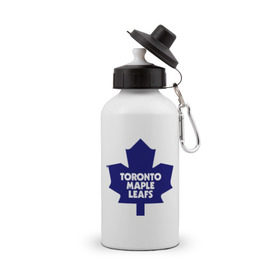 Бутылка спортивная с принтом Toronto Maple Leafs в Белгороде, металл | емкость — 500 мл, в комплекте две пластиковые крышки и карабин для крепления | 