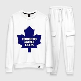 Женский костюм хлопок с принтом Toronto Maple Leafs в Белгороде, 100% хлопок | на свитшоте круглая горловина, мягкая резинка по низу. Брюки заужены к низу, на них два вида карманов: два 