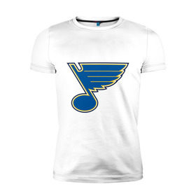 Мужская футболка премиум с принтом St Louis Blues в Белгороде, 92% хлопок, 8% лайкра | приталенный силуэт, круглый вырез ворота, длина до линии бедра, короткий рукав | nhl | st louis blues | нхл | хоккей | хоккейная лига