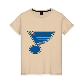 Женская футболка хлопок с принтом St Louis Blues в Белгороде, 100% хлопок | прямой крой, круглый вырез горловины, длина до линии бедер, слегка спущенное плечо | nhl | st louis blues | нхл | хоккей | хоккейная лига