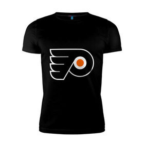 Мужская футболка премиум с принтом Philadelphia Flyers в Белгороде, 92% хлопок, 8% лайкра | приталенный силуэт, круглый вырез ворота, длина до линии бедра, короткий рукав | Тематика изображения на принте: hockey | nhl | национальная лига | нхл | филадельфия флаерс | хокей | хоккей
