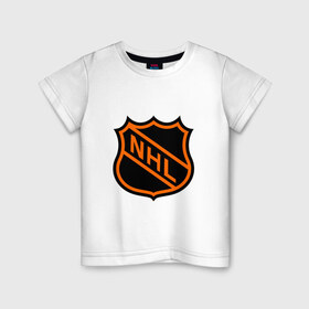 Детская футболка хлопок с принтом NHL в Белгороде, 100% хлопок | круглый вырез горловины, полуприлегающий силуэт, длина до линии бедер | национальная хоккейная лига | нхл