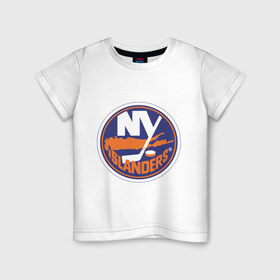 Детская футболка хлопок с принтом New York Islanders в Белгороде, 100% хлопок | круглый вырез горловины, полуприлегающий силуэт, длина до линии бедер | new york islanders | nhl | нхл | нью йорк айлендс | нью йорк хоккей | хоккей | хоккейная лига