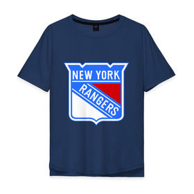 Мужская футболка хлопок Oversize с принтом New York Rangers в Белгороде, 100% хлопок | свободный крой, круглый ворот, “спинка” длиннее передней части | new york rangers | nhl | национальная хоккейная лига | нью йорк рейнджерс | хоккей | хоккейная лига
