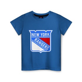 Детская футболка хлопок с принтом New York Rangers в Белгороде, 100% хлопок | круглый вырез горловины, полуприлегающий силуэт, длина до линии бедер | new york rangers | nhl | национальная хоккейная лига | нью йорк рейнджерс | хоккей | хоккейная лига