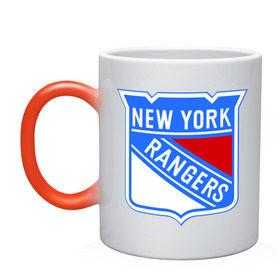 Кружка хамелеон с принтом New York Rangers в Белгороде, керамика | меняет цвет при нагревании, емкость 330 мл | new york rangers | nhl | национальная хоккейная лига | нью йорк рейнджерс | хоккей | хоккейная лига