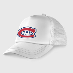 Детская кепка тракер с принтом Montreal Canadiens в Белгороде, Козырек - 100% хлопок. Кепка - 100% полиэстер, Задняя часть - сетка | универсальный размер, пластиковая застёжка | montreal canadiens | канадская хоккейная лига | монтреал | нхл | хокей | хоккей