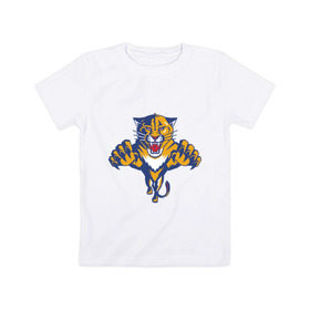 Детская футболка хлопок с принтом Florida Panthers в Белгороде, 100% хлопок | круглый вырез горловины, полуприлегающий силуэт, длина до линии бедер | florida panthers | nhl | нхл | флорида пантерс | хоккей | хоккейная лига