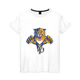 Женская футболка хлопок с принтом Florida Panthers в Белгороде, 100% хлопок | прямой крой, круглый вырез горловины, длина до линии бедер, слегка спущенное плечо | florida panthers | nhl | нхл | флорида пантерс | хоккей | хоккейная лига