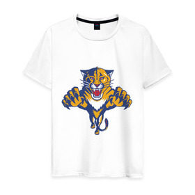 Мужская футболка хлопок с принтом Florida Panthers в Белгороде, 100% хлопок | прямой крой, круглый вырез горловины, длина до линии бедер, слегка спущенное плечо. | florida panthers | nhl | нхл | флорида пантерс | хоккей | хоккейная лига