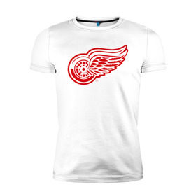 Мужская футболка премиум с принтом Detroit Red Wings в Белгороде, 92% хлопок, 8% лайкра | приталенный силуэт, круглый вырез ворота, длина до линии бедра, короткий рукав | Тематика изображения на принте: hockey | nhl | лига | нхл | хокей | хоккей | хоккейная лига