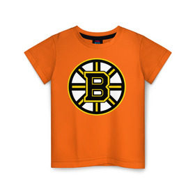 Детская футболка хлопок с принтом Boston Bruins в Белгороде, 100% хлопок | круглый вырез горловины, полуприлегающий силуэт, длина до линии бедер | Тематика изображения на принте: нхл | хоккейная лига