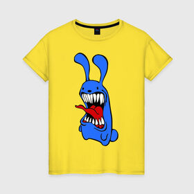 Женская футболка хлопок с принтом Злой заяц в Белгороде, 100% хлопок | прямой крой, круглый вырез горловины, длина до линии бедер, слегка спущенное плечо | злой заяц | монстры