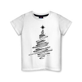 Детская футболка хлопок с принтом Ёлка (2) в Белгороде, 100% хлопок | круглый вырез горловины, полуприлегающий силуэт, длина до линии бедер | new year | ёлка | нг | новогоднее дерево | новый год