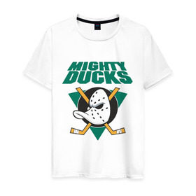 Мужская футболка хлопок с принтом Anaheim Mighty Ducks в Белгороде, 100% хлопок | прямой крой, круглый вырез горловины, длина до линии бедер, слегка спущенное плечо. | anaheim mighty ducks | майти дакс | национальная лига калифорнии | хокей | хоккей