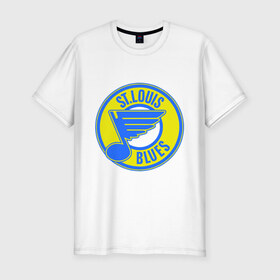 Мужская футболка премиум с принтом St.luis blues в Белгороде, 92% хлопок, 8% лайкра | приталенный силуэт, круглый вырез ворота, длина до линии бедра, короткий рукав | nhl | st.luis blues | лига | национальная лига | нхл | хоккей | хоккейная лига