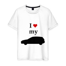 Мужская футболка хлопок с принтом I love my EG (2) в Белгороде, 100% хлопок | прямой крой, круглый вырез горловины, длина до линии бедер, слегка спущенное плечо. | Тематика изображения на принте: car | i love my eg | авто | автомобиль | машины | тачки