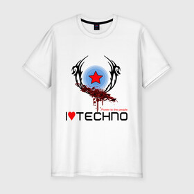 Мужская футболка премиум с принтом I love techno (4) в Белгороде, 92% хлопок, 8% лайкра | приталенный силуэт, круглый вырез ворота, длина до линии бедра, короткий рукав | love techno | techno | люблю техно | техно | я люблю | я люблю техно