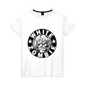 Женская футболка хлопок с принтом White Zombie в Белгороде, 100% хлопок | прямой крой, круглый вырез горловины, длина до линии бедер, слегка спущенное плечо | белый | зомби