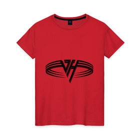 Женская футболка хлопок с принтом Van Halen в Белгороде, 100% хлопок | прямой крой, круглый вырез горловины, длина до линии бедер, слегка спущенное плечо | halen | rock | van | ван хален