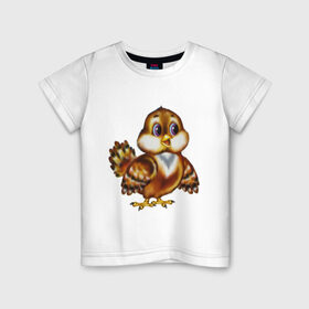 Детская футболка хлопок с принтом Воробушек в Белгороде, 100% хлопок | круглый вырез горловины, полуприлегающий силуэт, длина до линии бедер | воробей | воробушек | птенец | птичка