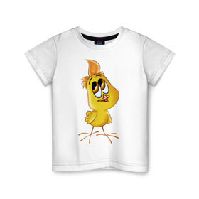 Детская футболка хлопок с принтом Цыпленок-девочка в Белгороде, 100% хлопок | круглый вырез горловины, полуприлегающий силуэт, длина до линии бедер | мальчик | цыпа | цыпленок