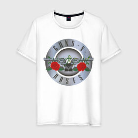 Мужская футболка хлопок с принтом Guns`n`Roses в Белгороде, 100% хлопок | прямой крой, круглый вырез горловины, длина до линии бедер, слегка спущенное плечо. | guns | gunsnroses | metall | rock | roses | метал | металл | рок