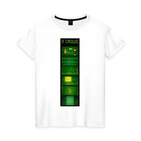 Женская футболка хлопок с принтом Компьютерщики в Белгороде, 100% хлопок | прямой крой, круглый вырез горловины, длина до линии бедер, слегка спущенное плечо | it crowd | the it crowd