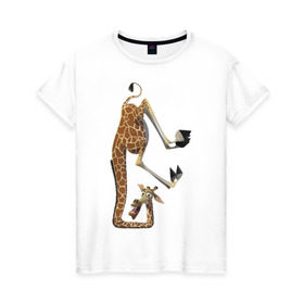 Женская футболка хлопок с принтом Мадагаскар (10) в Белгороде, 100% хлопок | прямой крой, круглый вырез горловины, длина до линии бедер, слегка спущенное плечо | Тематика изображения на принте: madagascar | жираф | мадагаскар