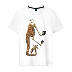 Мужская футболка хлопок с принтом Мадагаскар (10) в Белгороде, 100% хлопок | прямой крой, круглый вырез горловины, длина до линии бедер, слегка спущенное плечо. | madagascar | жираф | мадагаскар