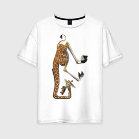 Женская футболка хлопок Oversize с принтом Мадагаскар (10) в Белгороде, 100% хлопок | свободный крой, круглый ворот, спущенный рукав, длина до линии бедер
 | madagascar | жираф | мадагаскар
