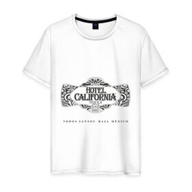 Мужская футболка хлопок с принтом Tequila Hotel California в Белгороде, 100% хлопок | прямой крой, круглый вырез горловины, длина до линии бедер, слегка спущенное плечо. | hotel california | tequila | бар | бармен | текила