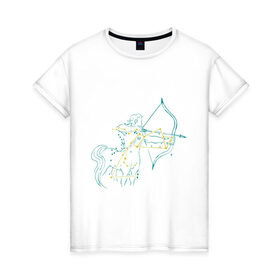 Женская футболка хлопок с принтом Стрелец-Зодиак в Белгороде, 100% хлопок | прямой крой, круглый вырез горловины, длина до линии бедер, слегка спущенное плечо | 