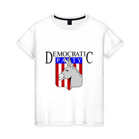 Женская футболка хлопок с принтом Демократы в Белгороде, 100% хлопок | прямой крой, круглый вырез горловины, длина до линии бедер, слегка спущенное плечо | демократическая партия | демократия | демократы | политические