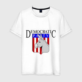 Мужская футболка хлопок с принтом Демократы в Белгороде, 100% хлопок | прямой крой, круглый вырез горловины, длина до линии бедер, слегка спущенное плечо. | демократическая партия | демократия | демократы | политические